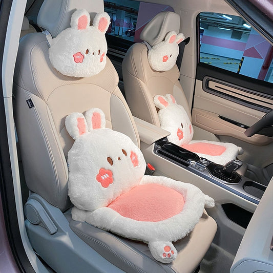 2023 nouveau dessin animé mignon lapin en peluche quatre saisons universel doux coussin de siège voiture appui-tête cou oreiller