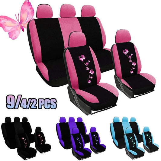 Fundas universales para coche, fundas para asiento de coche para hombres y mujeres, fundas para asiento de coche con bordado de mariposa, se adaptan a la mayoría de los estilos de asientos de coche